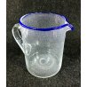 BROCCA VETRO SOFFIATO BULLICANTE BLU MURANO GRANDE VASO EPOCA VENEZIA GLASS ART