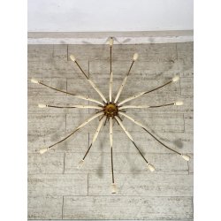 LAMPADARIO VINTAGE IN OTTONE STILE SPUTNIK ANNI 50 PLAFONIERA FIORE SMALTATO