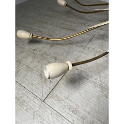 LAMPADARIO VINTAGE IN OTTONE STILE SPUTNIK ANNI 50 PLAFONIERA FIORE SMALTATO