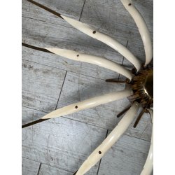 LAMPADARIO VINTAGE IN OTTONE STILE SPUTNIK ANNI 50 PLAFONIERA FIORE SMALTATO