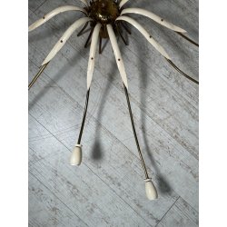LAMPADARIO VINTAGE IN OTTONE STILE SPUTNIK ANNI 50 PLAFONIERA FIORE SMALTATO