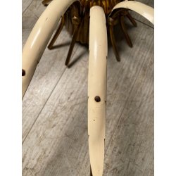 LAMPADARIO VINTAGE IN OTTONE STILE SPUTNIK ANNI 50 PLAFONIERA FIORE SMALTATO