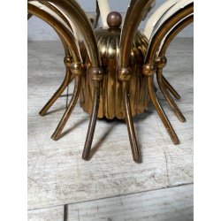 LAMPADARIO VINTAGE IN OTTONE STILE SPUTNIK ANNI 50 PLAFONIERA FIORE SMALTATO