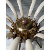LAMPADARIO VINTAGE IN OTTONE STILE SPUTNIK ANNI 50 PLAFONIERA FIORE SMALTATO