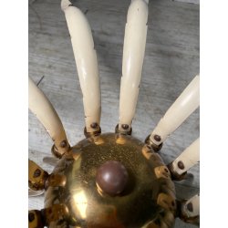 LAMPADARIO VINTAGE IN OTTONE STILE SPUTNIK ANNI 50 PLAFONIERA FIORE SMALTATO