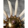LAMPADARIO VINTAGE IN OTTONE STILE SPUTNIK ANNI 50 PLAFONIERA FIORE SMALTATO