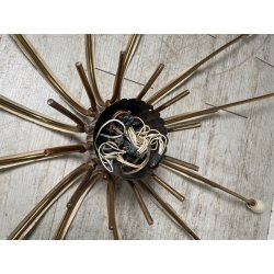 LAMPADARIO VINTAGE IN OTTONE STILE SPUTNIK ANNI 50 PLAFONIERA FIORE SMALTATO