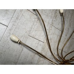 LAMPADARIO VINTAGE IN OTTONE STILE SPUTNIK ANNI 50 PLAFONIERA FIORE SMALTATO