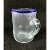 BROCCA VETRO SOFFIATO BULLICANTE BLU MURANO GRANDE VASO EPOCA VENEZIA GLASS ART