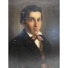 ANTICO QUADRO RITRATTO NOBIL UOMO DIPINTO OLIO SU TELA EPOCA 800 50X60CM CORNICE