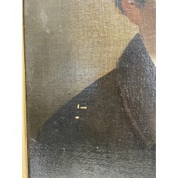 ANTICO QUADRO RITRATTO NOBIL UOMO DIPINTO OLIO SU TELA EPOCA 800 50X60CM CORNICE