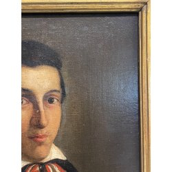 ANTICO QUADRO RITRATTO NOBIL UOMO DIPINTO OLIO SU TELA EPOCA 800 50X60CM CORNICE