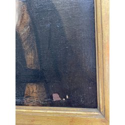 ANTICO QUADRO RITRATTO NOBIL UOMO DIPINTO OLIO SU TELA EPOCA 800 50X60CM CORNICE