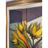 GRANDE QUADRO FIRMATO Caizzi DIPINTO ACRILICO TELA Belgirate '84 FIORI VASO LUME