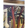 GRANDE QUADRO FIRMATO Caizzi DIPINTO ACRILICO TELA Belgirate '84 FIORI VASO LUME