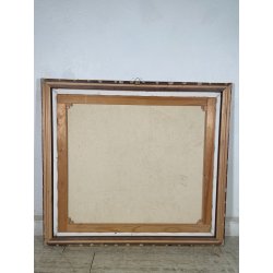 GRANDE QUADRO FIRMATO Caizzi DIPINTO ACRILICO TELA Belgirate '84 FIORI VASO LUME