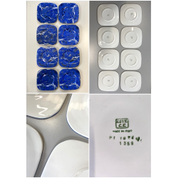 SET 8 SOTTOPIATTI QUADRATI ESTE C.E. Ceramica VINTAGE BLU LAPISLAZZULO 32x32 cm