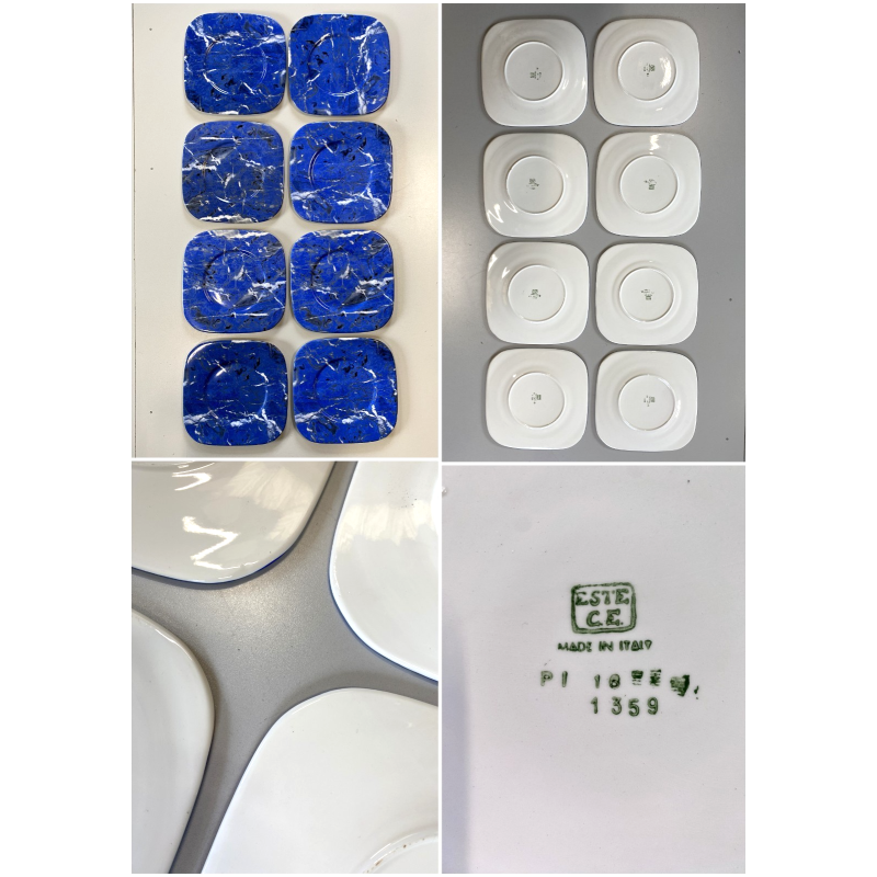 SET 8 SOTTOPIATTI QUADRATI ESTE C.E. Ceramica VINTAGE BLU LAPISLAZZULO 32x32 cm