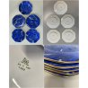 SET 5 SOTTOPIATTI ESAGONALI ESTE C.E Ceramica VINTAGE BLU LAPISLAZZULO ORO ø32cm