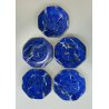 SET 5 SOTTOPIATTI ESAGONALI ESTE C.E Ceramica VINTAGE BLU LAPISLAZZULO ORO ø32cm