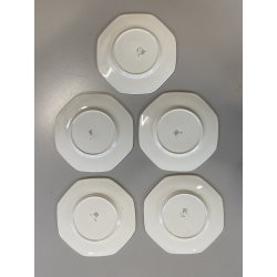 SET 5 SOTTOPIATTI ESAGONALI ESTE C.E Ceramica VINTAGE BLU LAPISLAZZULO ORO ø32cm