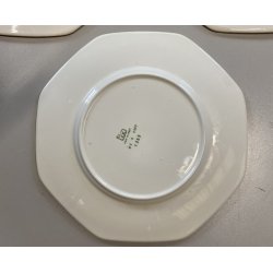 SET 5 SOTTOPIATTI ESAGONALI ESTE C.E Ceramica VINTAGE BLU LAPISLAZZULO ORO ø32cm