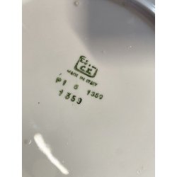 SET 5 SOTTOPIATTI ESAGONALI ESTE C.E Ceramica VINTAGE BLU LAPISLAZZULO ORO ø32cm