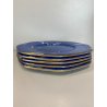 SET 5 SOTTOPIATTI ESAGONALI ESTE C.E Ceramica VINTAGE BLU LAPISLAZZULO ORO ø32cm