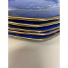 SET 5 SOTTOPIATTI ESAGONALI ESTE C.E Ceramica VINTAGE BLU LAPISLAZZULO ORO ø32cm