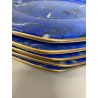 SET 5 SOTTOPIATTI ESAGONALI ESTE C.E Ceramica VINTAGE BLU LAPISLAZZULO ORO ø32cm