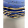 SET 5 SOTTOPIATTI ESAGONALI ESTE C.E Ceramica VINTAGE BLU LAPISLAZZULO ORO ø32cm