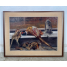 QUADRO DIPINTO Carlo Monti NATURA MORTA UCCELLI LANTERNA ARONA SELVAGGINA TELA