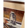 QUADRO DIPINTO Carlo Monti NATURA MORTA UCCELLI LANTERNA ARONA SELVAGGINA TELA