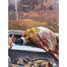QUADRO DIPINTO Carlo Monti NATURA MORTA UCCELLI LANTERNA ARONA SELVAGGINA TELA