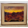QUADRO DIPINTO Carlo Monti PAESAGGIO TRAMONTO AUTUNNALE LAGO MAGGIORE ANNI 60