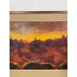 QUADRO DIPINTO Carlo Monti PAESAGGIO TRAMONTO AUTUNNALE LAGO MAGGIORE ANNI 60