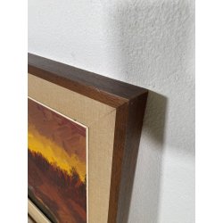 QUADRO DIPINTO Carlo Monti PAESAGGIO TRAMONTO AUTUNNALE LAGO MAGGIORE ANNI 60