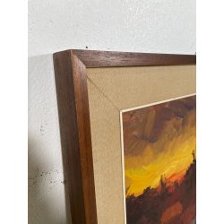 QUADRO DIPINTO Carlo Monti PAESAGGIO TRAMONTO AUTUNNALE LAGO MAGGIORE ANNI 60