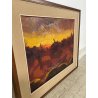 QUADRO DIPINTO Carlo Monti PAESAGGIO TRAMONTO AUTUNNALE LAGO MAGGIORE ANNI 60