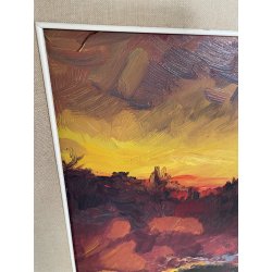 QUADRO DIPINTO Carlo Monti PAESAGGIO TRAMONTO AUTUNNALE LAGO MAGGIORE ANNI 60