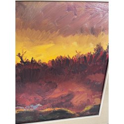 QUADRO DIPINTO Carlo Monti PAESAGGIO TRAMONTO AUTUNNALE LAGO MAGGIORE ANNI 60