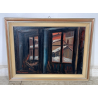 QUADRO DIPINTO Carlo Monti VEDUTA FINESTRE CASE NEVICATA ARONA ANNI 50 OLIO TELA