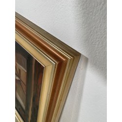 QUADRO DIPINTO Carlo Monti VEDUTA FINESTRE CASE NEVICATA ARONA ANNI 50 OLIO TELA