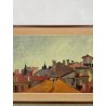 QUADRO DIPINTO Carlo Monti VEDUTA TETTI CASE CORSO DI ARONA ANNI 50 OLIO TELA