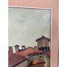 QUADRO DIPINTO Carlo Monti VEDUTA TETTI CASE CORSO DI ARONA ANNI 50 OLIO TELA