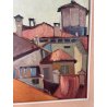QUADRO DIPINTO Carlo Monti VEDUTA TETTI CASE CORSO DI ARONA ANNI 50 OLIO TELA