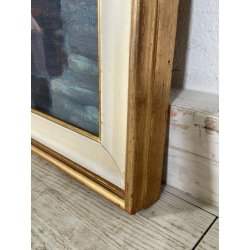 QUADRO DIPINTO Carlo Monti VEDUTA DARSENA BARCA LAGO MAGGIORE ARONA ANNI 50 TELA