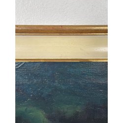 QUADRO DIPINTO Carlo Monti VEDUTA DARSENA BARCA LAGO MAGGIORE ARONA ANNI 50 TELA