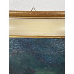 QUADRO DIPINTO Carlo Monti VEDUTA DARSENA BARCA LAGO MAGGIORE ARONA ANNI 50 TELA