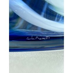 BOTTIGLIA VETRO MURANO Carlo Moretti "Marblé" VINTAGE TRASPARENTE BLU VERDE '70